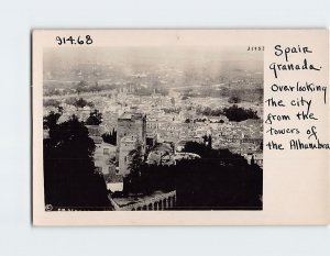 Postcard Overlooking the city from the towers of the Alhambra Granada Spain