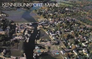 Maine Greetings From Kennebunkport Aerial View With Kennebunk River At Low Tide