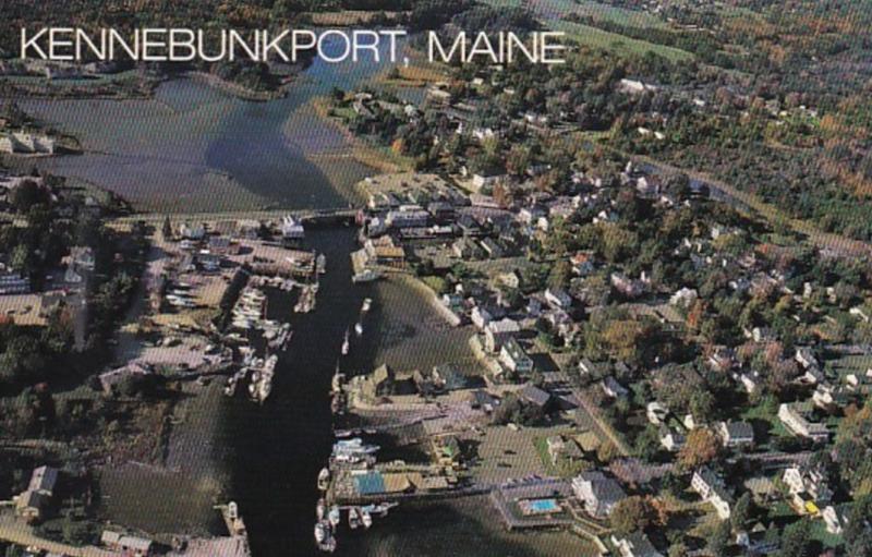 Maine Greetings From Kennebunkport Aerial View With Kennebunk River At Low Tide