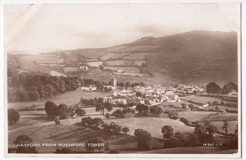 Devon; Chagford From Rushford Tower RP PPC, Unposted, By Valentines, c 1930's