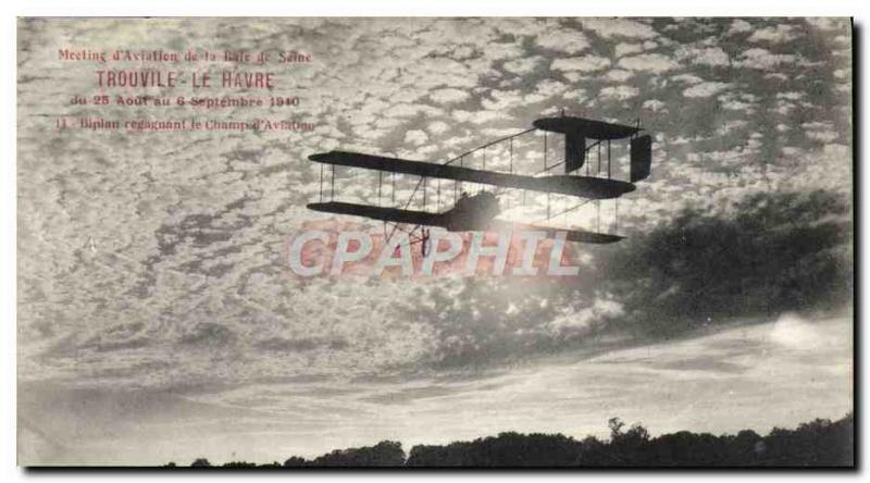 Old Postcard Jet Aviation Meeting d & # 39aviation Bay Trouville Seine Le Hav...