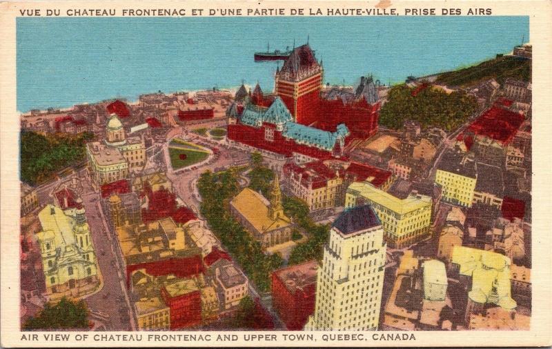 Aerial View of Chateau Frontenac and Upper Town, Quebec Vintage Postcard Y03 