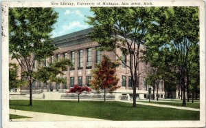 1930s New Library University of Michigan Ann Arbor Michigan Postcard
