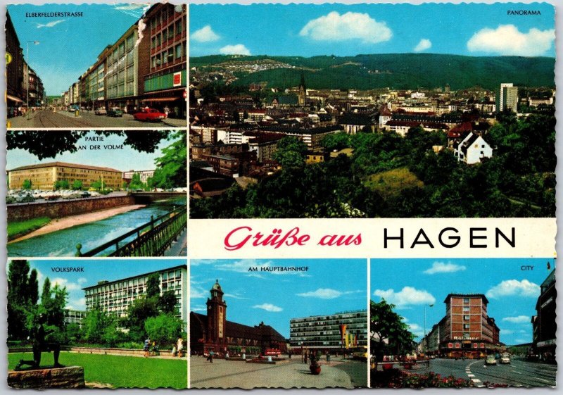 Grube Aus Hagen Elberfelder Straße Panorama Partie An Der Volme Germany Postcard