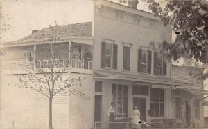 DS1/ Burlington Michigan RPPC Postcard c1910 Post Office Building Store  5