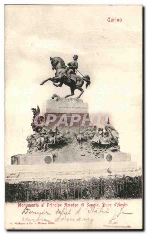 Old Postcard Monumento al principle Amedeo di Savoia Duca d Aosta Torino