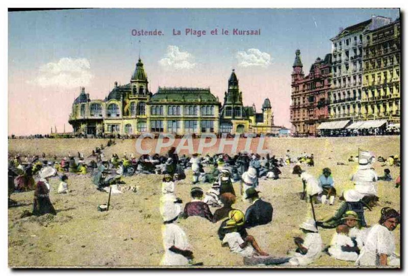 Old Postcard The Ostend Beach and the Kursaal