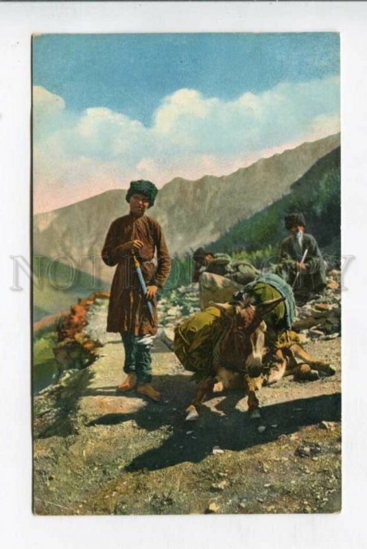 426747 RUSSIA CAUCASUS pack donkey & young driver Vintage Granberg postcard