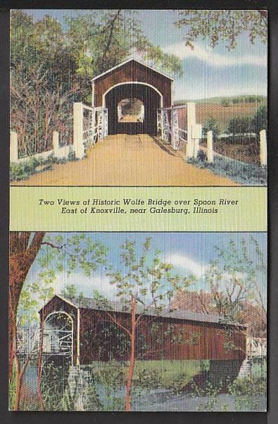 Wolfe Covered Bridge Near Galesburg IL Post Card 5000