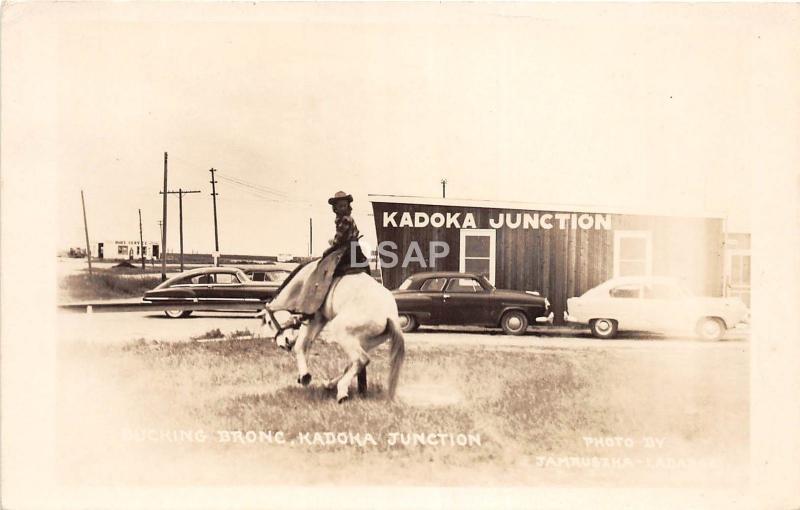 B1/ Kadoka Junction South Dakota SD Postcard Real Photo RPPC Bronco Cowboy 30s 