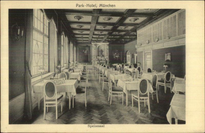 Munchen Munich Germany Park Hotel Speisesaal c1910 Postcard EXC COND