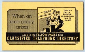 Plumber Postcard Classified Telephone Directory Inkblotter Advertising c1905