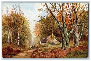 1905 Horse Carriage Autumn in the Bolderwood Hampshire Oilette Tuck Art Postcard