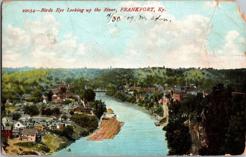 Aerial View of River, Frankfort KY c1909 Vintage Postcard N59