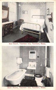 Taunton Massachusetts Taunton Inn Bedroom and Bathroom Postcard AA65456 