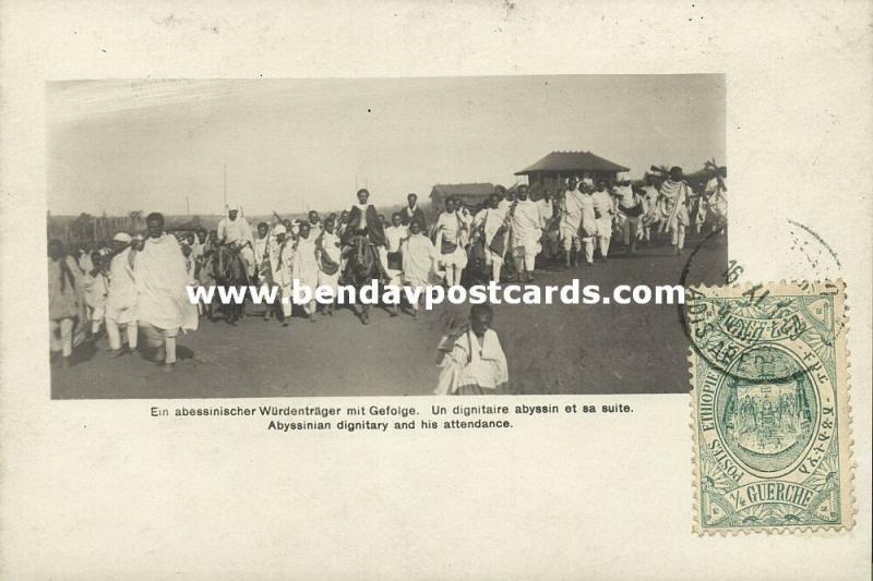 ethiopia, Abyssinian Dignitary and his Attendance (1909) RPPC