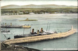 DOUGLAS ISLE OF MAN Harbour and Landing Stage STEAMERS c1910 Postcard