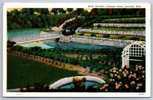 Norfolk Nebraska~Rock Garden @ Johnson Park~American Art~Vintage Linen Postcard