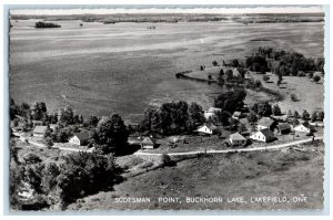 c1950 Scotsman Point Buckhorn Lake Aerial Lakefield Ontario RPPC Photo Postcard
