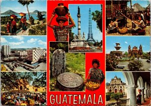 VINTAGE CONTINENTAL SIZE POSTCARD MULTIPLE VIEWS OF GUATEMALA MAILED 1975