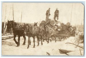 1912 Logging Occupational Horse Moose Jaw Saskatchewan RPPC Photo Postcard