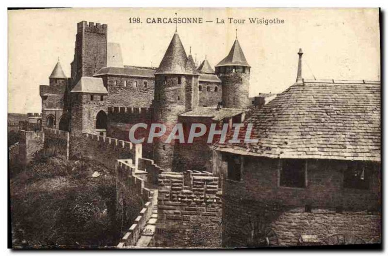 Old Postcard Carcassonne the Visigoth tower