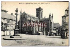 Old Postcard Vire L & # 39Eglise Notre Dame and Place Nationale