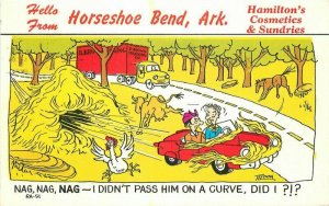 Horseshoe Bend Arkansas Comic Humor Travel Baxtone RA-51-Postcard 21-12043