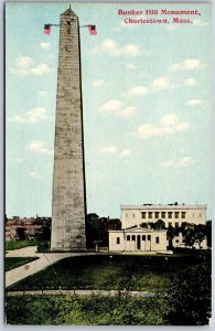 Vtg Charlestown Massachusetts MA Bunker Hill Monument 1910s Old View Postcard