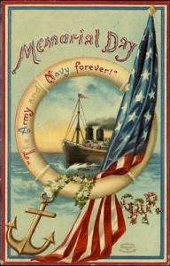 Ellen Clapsaddle Memorial Day Steamship & American Flag c...