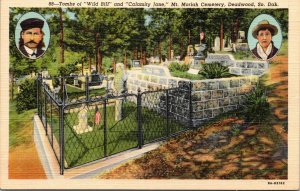 Vtg Tombs of Wild Bill & Calamity Jane Mt Moriah Cemetery Deadwood SD Postcard