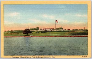 Baltimore MD-Maryland, Panorama View, Fort McHenry, Chesapeake Bay, Postcard