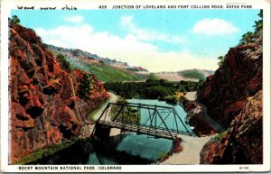 Vtg Junction Of Loveland and Fort Collins Road Estes Park Colorado CO Postcard 