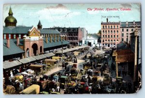 Hamilton Canada Postcard The Market Hilda Cigar Factory Building 1912 Antique