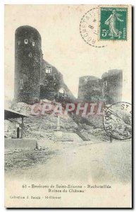 Old Postcard Environs de Saint Etienne Rochetaillee Ruins of Chateau