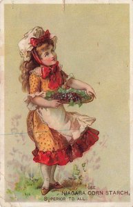 Niagara Corn Starch Girl Carrying Tray Platter Victorian Trade Card 