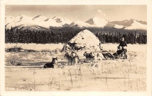 J68/ Anchorage Alaska RPPC Postcard c1940s Dog Sled Team Musher  2