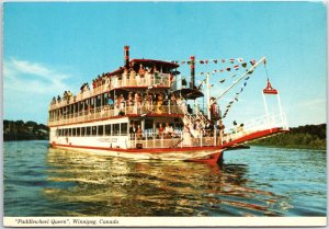 VINTAGE CONTINENTAL SIZE POSTCARD PADDLEWHEEL QUEEN AT WINNIPEG CANADA