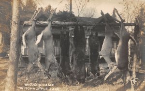 PC1/ Witchhopple Lake Adirondacks New York RPPC Postcard c1910 Deer Hunt 138