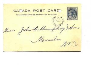 Canada Postal Stationery, Victoria, Used 1902 Split Ring Cancel  New Brunswick,