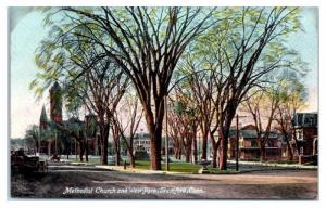 Methodist Church and West Park, Stamford, CT Postcard