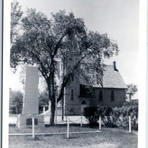 c1940s Gilbert Plains, Manitoba RPPC United Church & WWII Cenotaph Monument A106