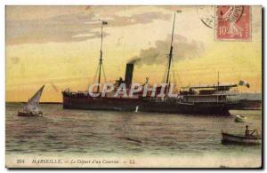 Old Postcard Boat Marseille The departure of & # 39un mail