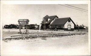 South Alamosa CO RR Train Depot Narrow Gauge Motel Durango Cancel 1955 RPPC