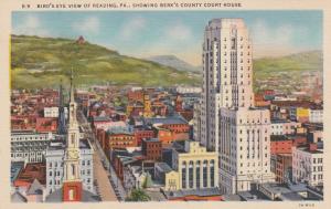 Bird's Eye View of Reading PA, Pennsylvania - Berk's County Court House - Linen