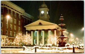 Snowing on Chamber's Center, Memorial Fountain & Franklin County Courthouse - PA