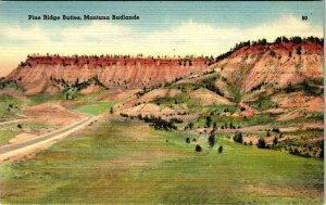 Pine Ridge Buttes Badlands Montana Postcard Tichnor Halstrom Co UNP Linen