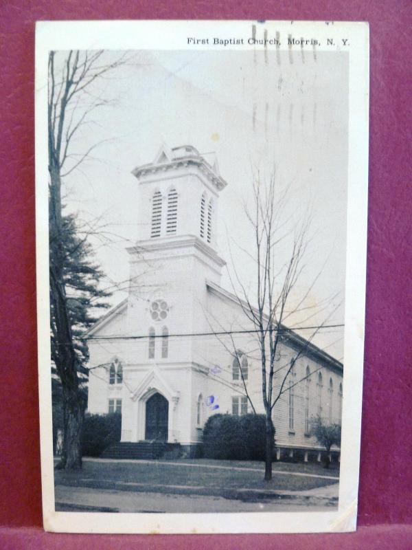 Postcard NY Morris First Baptist Church