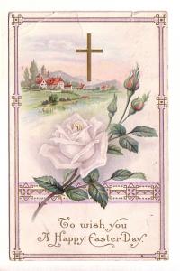Embossed, White Rose, Happy Easter, Used 1925, Split Ring Cancel, Nova Scotia