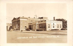 Auditorium and post office real photo Hiawatha Kansas  